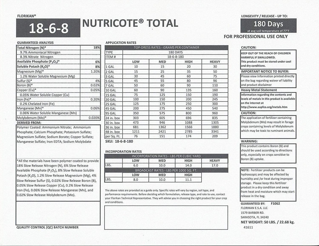 fertilizer plant closing hours Nutricote 16oz 18-6-8 Time Release Granular Fertilizer